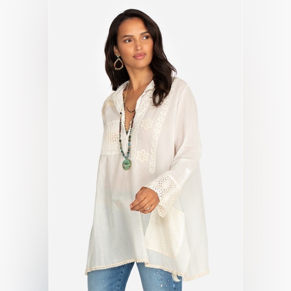 🔥🔥NWT Johnny Was Kit Patchwork Natural Cotton Tunic Size Small - Picture 8 of 16